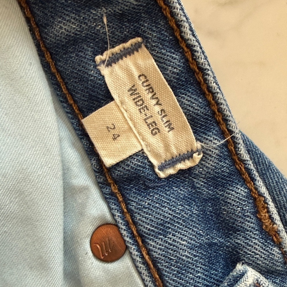 Madewell Curvy Slim Wide-Leg Crop Jeans Size 24 High Rise Medium Wash - Picture 2 of 4